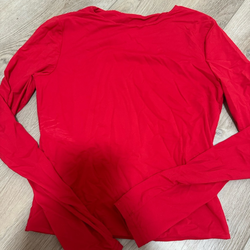 SHEIN Vibrant Red Long Sleeve Blouse